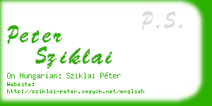 peter sziklai business card